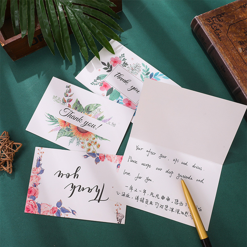 6db Borítékos Köszönetkártya 10x15cm Virágmintás üdvözlőlapok Esküvői Babazuhany Ballagási Ajándékkártyákhoz