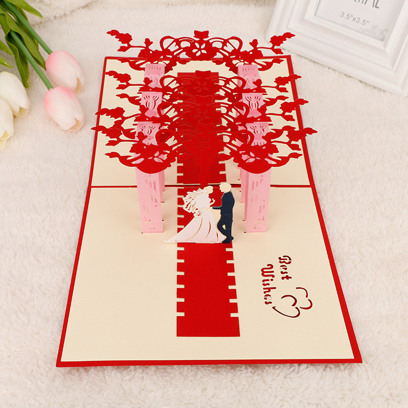 1 gab kāzu apsveikuma kartiņu ielūgums radošs 3D trīsdimensiju papīra grebums līgavas un līgavaiņa kāzu apsveikuma kartīte