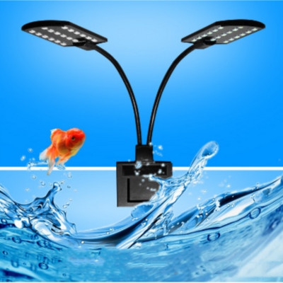 Супер тънък LED аквариум с двойна глава, осветление, осветление за водни растения, разтегателна водоустойчива лампа с щипка