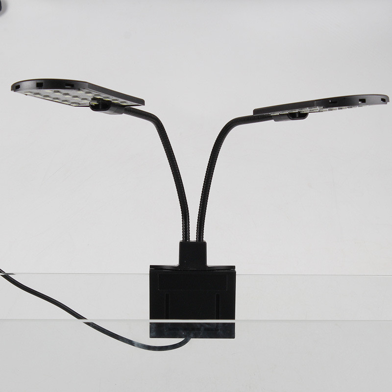 Īpaši plāns LED akvārija zivju tvertnes dubultgalvas apgaismojums ūdens augu augšanas gaismai, izvelkams ūdensnecaurlaidīgs klips uz lampas