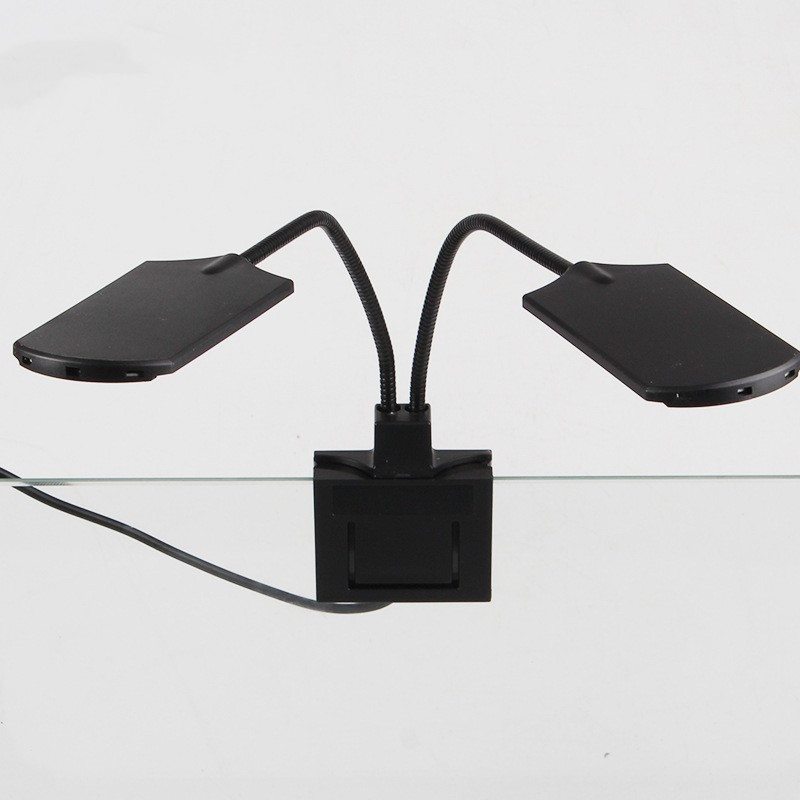 Īpaši plāns LED akvārija zivju tvertnes dubultgalvas apgaismojums ūdens augu augšanas gaismai, izvelkams ūdensnecaurlaidīgs klips uz lampas