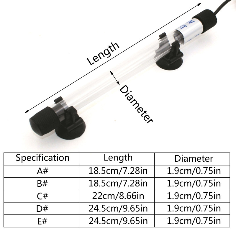 K5DC 5W 7W 9W 11W 13W UV akvārija tīrā gaisma 220v iegremdējamā lampa ūdensizturīgs ultravioletais apgaismojums dīķa zivju tvertnei