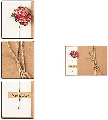 Ευχετήρια κάρτα Kraft αποξηραμένα λουλούδια Retro Creative DIY Χειροποίητο δώρο για την ημέρα του Αγίου Βαλεντίνου Ευχετήρια κάρτα για προσκλητήρια γάμου