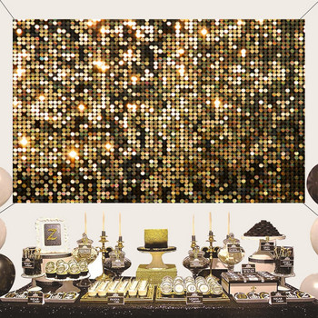Φωτεινό χρυσό Glitter 1,6 εκατ. Φόντο Γαμήλια διακόσμηση τοίχου Κουρτίνα Διακόσμηση πάρτι γενεθλίων Ντους μωρού