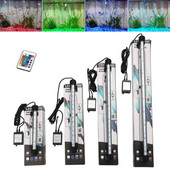 EU Plug Aquarium Fish Tank LED lemputė RGB spalvinga povandeninė povandeninė šviesos juosta, vandeniui atspari 5050 SMD vandens lempa su nuotolinio valdymo pultu