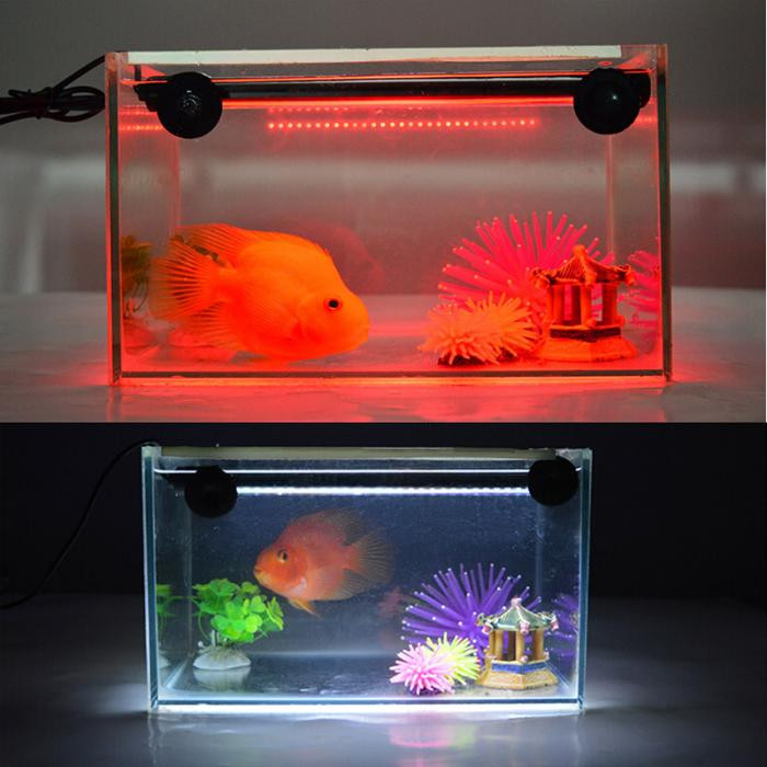 EU Plug Aquarium Fish Tank LED lemputė RGB spalvinga povandeninė povandeninė šviesos juosta, vandeniui atspari 5050 SMD vandens lempa su nuotolinio valdymo pultu