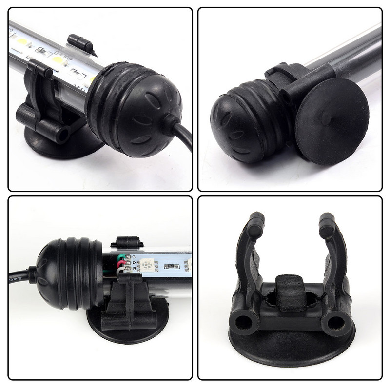 EU Plug Aquarium Fish Tank LED lemputė RGB spalvinga povandeninė povandeninė šviesos juosta, vandeniui atspari 5050 SMD vandens lempa su nuotolinio valdymo pultu