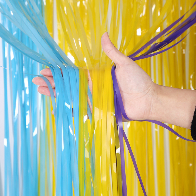 Macaron Fringe užuolaidos Spalvingos blizgučio užuolaidos gimtadienio vestuvių vakarėlio dekoravimui Vienaragio undinėlės vakarėlio fonų dekoravimas