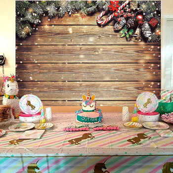 Χριστουγεννιάτικο σκηνικό φωτογραφίας 6 μεγεθών Snowflake Glitter Wood Wall Ύφασμα βινυλίου Φωτογραφία φόντου Στούντιο στο σπίτι Διακόσμηση πάρτι