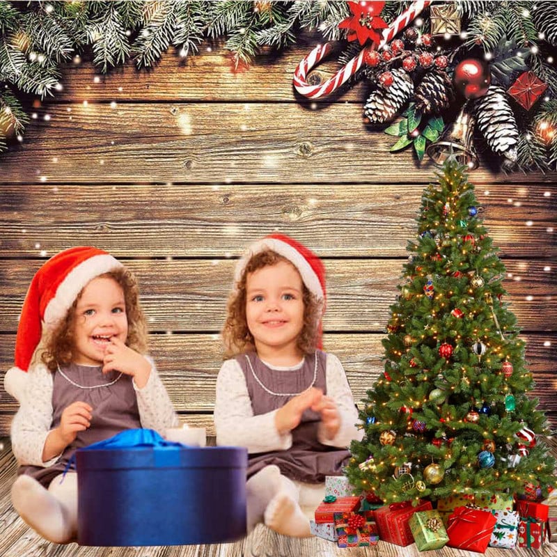 6 dimensiuni fundal fotografie de Crăciun fulg de zăpadă sclipici perete din lemn vinil pânză fundal foto studio acasă petrecere decor recuzită