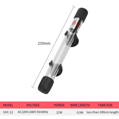 Merülő UV sterilizáló lámpa fény ultraibolya szűrős vízálló víztisztító akváriumi tóhoz Coral Fish Tank 5w/7w/9w/11w