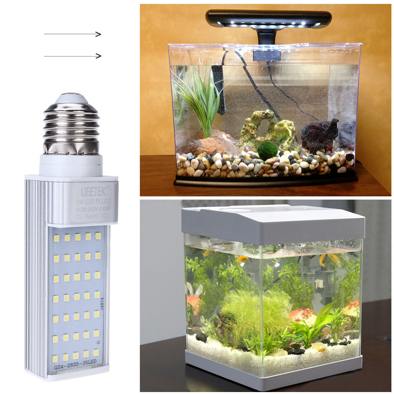 UEETEK 7W E27 LED enerģijas taupīšanas spuldze, kas piemērota visiem Fish Pod un Fish Box akvārijiem (balta)