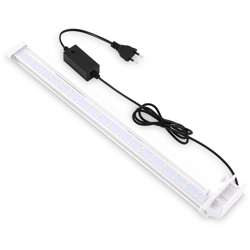 LED akvariumo apšvietimas RGB vandens augalų apšvietimas, 15–45 cm mėlynos baltos šviesos, reguliuojamas prisegimas, skirtas žuvų tanko spalvotai lempai AC100–240 V
