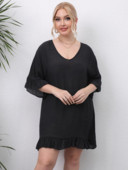 Dámske plážové bikiny s ramienkami, otvoreným chrbtom, volánikmi, voľný strih, šaty pre väčšie veľkosti