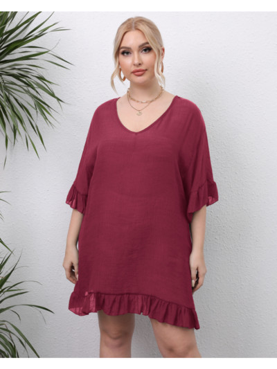 Dámske plážové bikiny s ramienkami, otvoreným chrbtom, volánikmi, voľný strih, šaty pre väčšie veľkosti