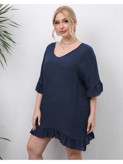 Dámske plážové bikiny s ramienkami, otvoreným chrbtom, volánikmi, voľný strih, šaty pre väčšie veľkosti