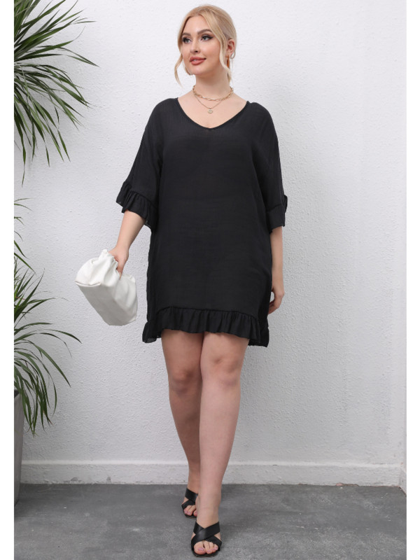 Dámske plážové bikiny s ramienkami, otvoreným chrbtom, volánikmi, voľný strih, šaty pre väčšie veľkosti