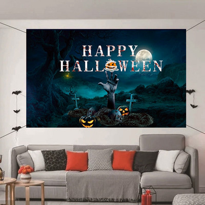 Banner mare de Halloween Scrisoare de desene animate Craniu Dovleac Lantern Decoratiuni Imprimate Steag Interioare Casa Decor pentru petreceri