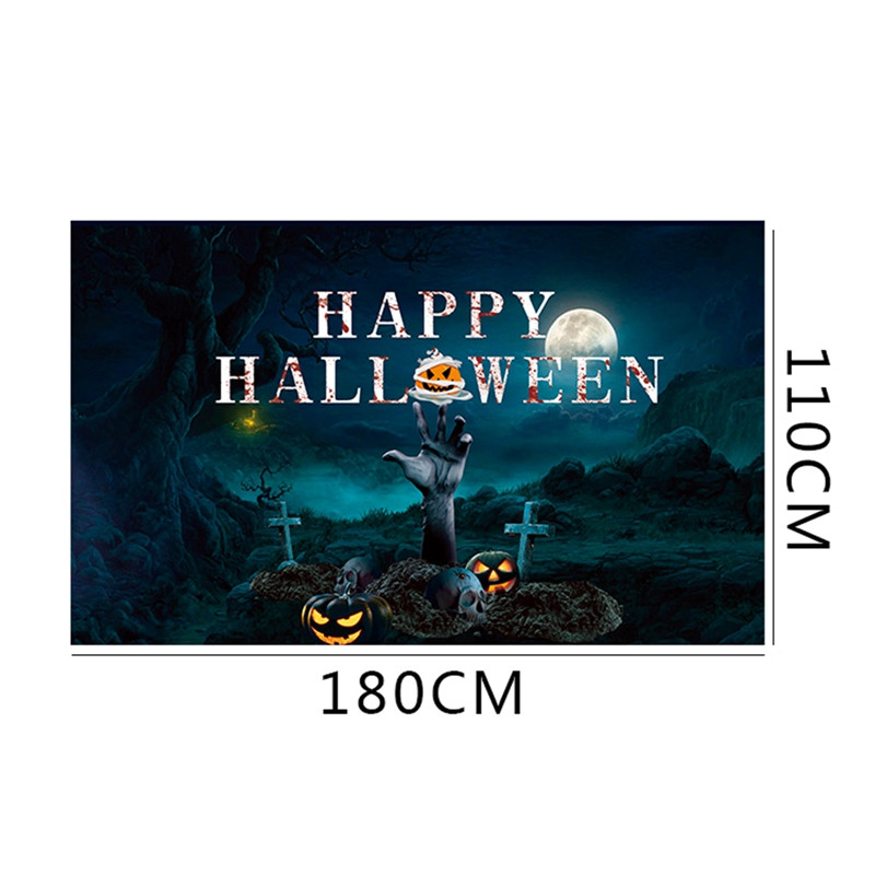 Nagy Halloween szalagcím Rajzfilm Letter Koponya Sütőtök Lámpás Nyomtatott Dekorációk Zászló Beltéri Otthoni Házdekoráció Partykellékek