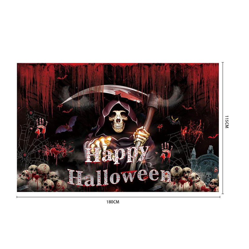 Nagy Halloween szalagcím Rajzfilm Letter Koponya Sütőtök Lámpás Nyomtatott Dekorációk Zászló Beltéri Otthoni Házdekoráció Partykellékek