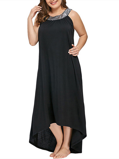 Φόρεμα Plus Size Maxi Casual με παγιέτες ώμου Γυναικεία φορέματα 2021 Summer Basic Urban Long Fashion Irregular For Party