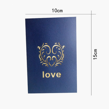 3D изскачаща любовна картичка Картичка сърце с плик за годишнини Поздравителни картички Сватбени картички Картички за Свети Валентин