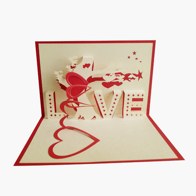 3D iššokantis meilės atvirukas širdies atvirukas su voku jubiliejaus sveikinimo atvirukai Vestuvių atvirukai Valentino dienos atvirukai