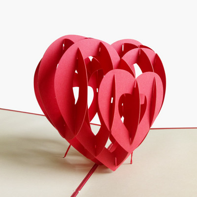 3D iššokantis meilės atvirukas širdies atvirukas su voku jubiliejaus sveikinimo atvirukai Vestuvių atvirukai Valentino dienos atvirukai