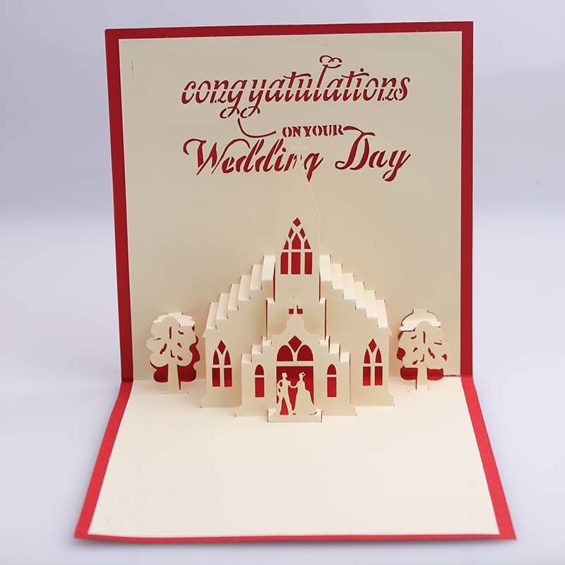 Rechizite de nunta felicitare biserica de nunta 3D sculptura din hartie lucrata manual carte tridimensionala carte postala creativa