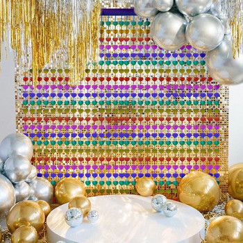 Πολύχρωμη κουρτίνα βροχής μεταξωτή κουρτίνα γενεθλίων με σκηνικό ντεκόρ Γάμος Baby shower Glitter κουρτίνα για κορίτσια DIY Διακόσμηση