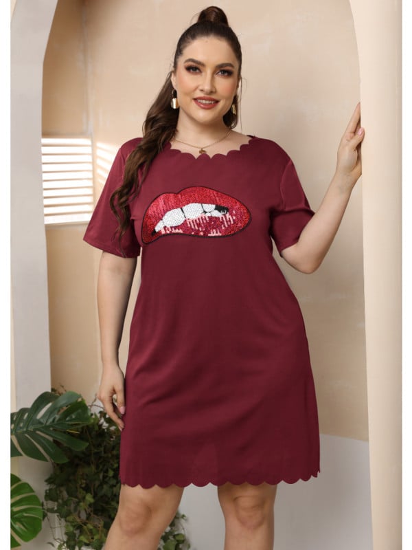 Moteriškas trumpas A formos sijonas su blizgučiais, siuvinėtas banguotu briaunu, degintomis gėlėmis, plius dydžio moteriška vakarėlio suknelė