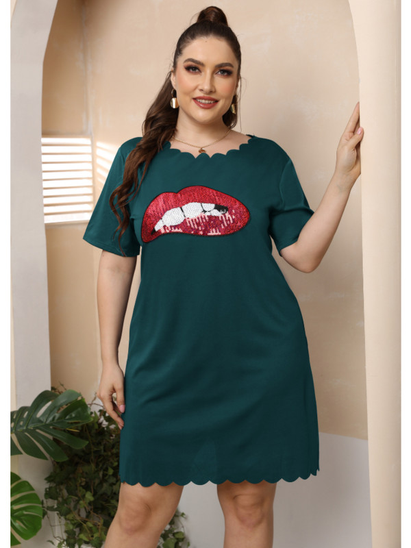 Moteriškas trumpas A formos sijonas su blizgučiais, siuvinėtas banguotu briaunu, degintomis gėlėmis, plius dydžio moteriška vakarėlio suknelė