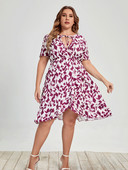 2022 Îmbrăcăminte pentru femei de mărime mare Rochie cu decolteu în V Moda de stradă pentru vară Elegantă cu mâneci scurte, geometrie casual Rochii pentru femei