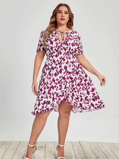 2022 Îmbrăcăminte pentru femei de mărime mare Rochie cu decolteu în V Moda de stradă pentru vară Elegantă cu mâneci scurte, geometrie casual Rochii pentru femei