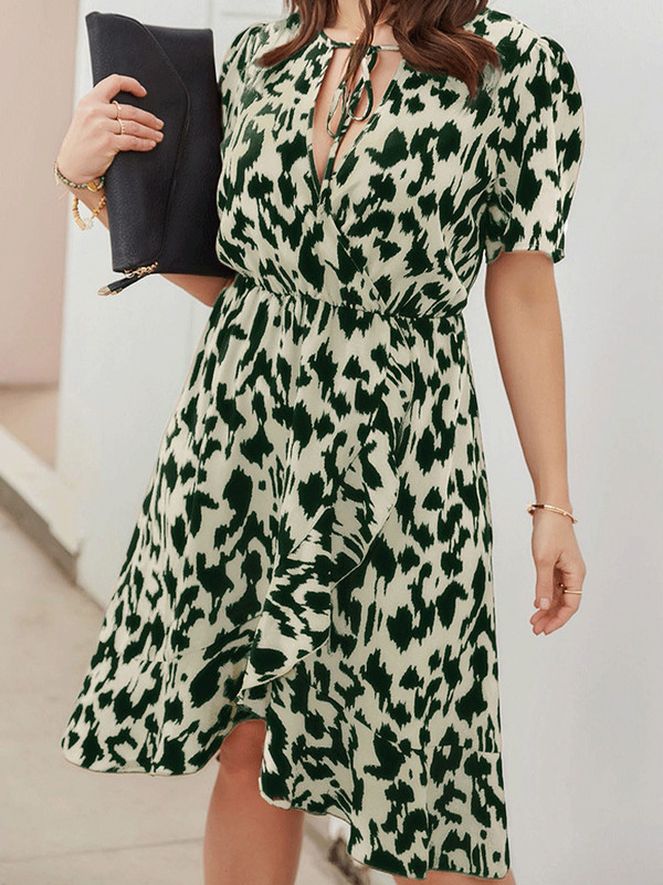 2022 Îmbrăcăminte pentru femei de mărime mare Rochie cu decolteu în V Moda de stradă pentru vară Elegantă cu mâneci scurte, geometrie casual Rochii pentru femei