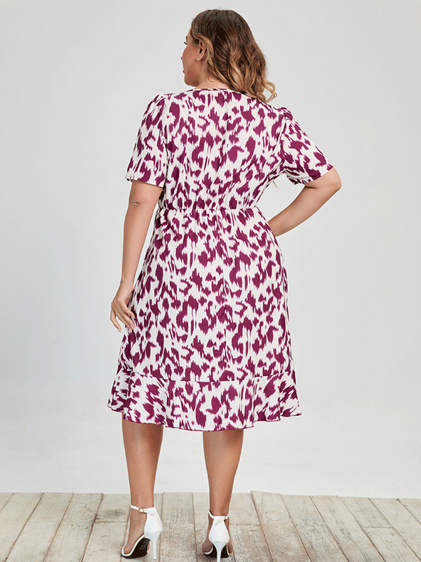 2022 Îmbrăcăminte pentru femei de mărime mare Rochie cu decolteu în V Moda de stradă pentru vară Elegantă cu mâneci scurte, geometrie casual Rochii pentru femei