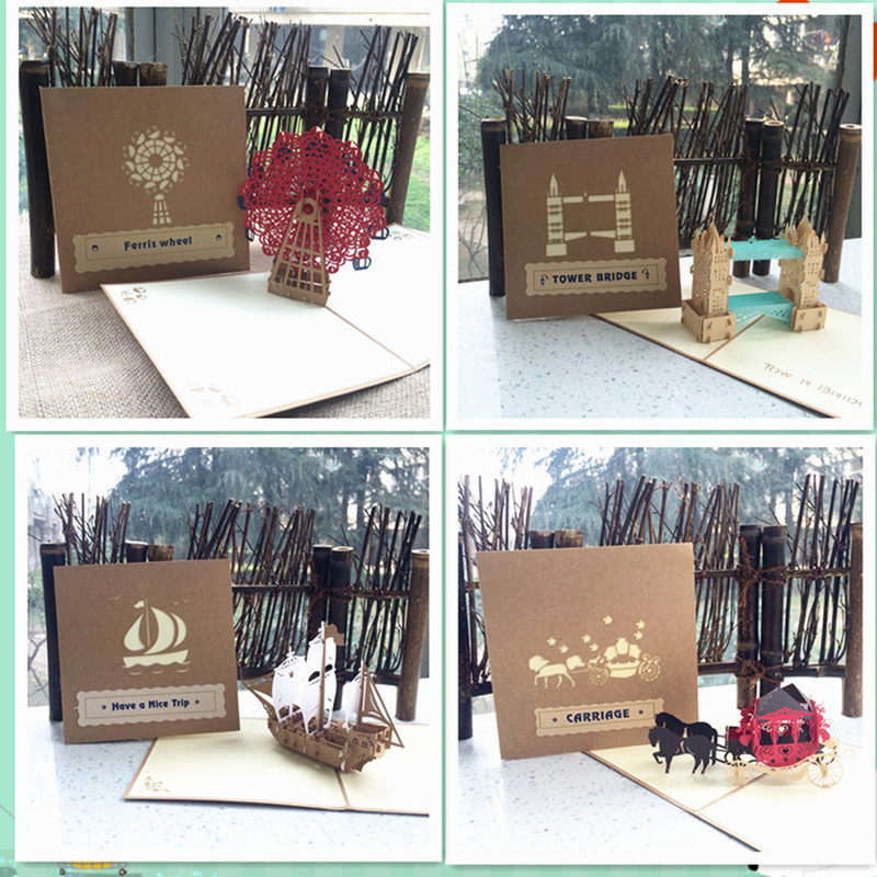 Uznirstoša panorāmas rata dāvanu kartīte 3D apsveikuma kartīte dzimšanas dienā māmiņām Tēva dienas izlaiduma kāzu jubilejas kartīte