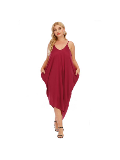 V veida kakla siksna neregulāra brīva dubultkabata sieviešu kleita ar lielizmēra v kakla kleitu boho kleitas