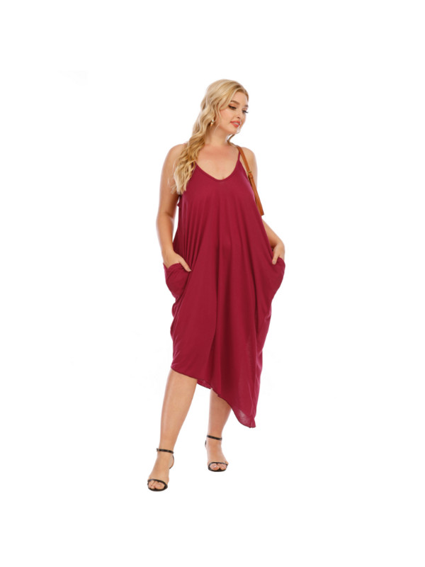 V veida kakla siksna neregulāra brīva dubultkabata sieviešu kleita ar lielizmēra v kakla kleitu boho kleitas