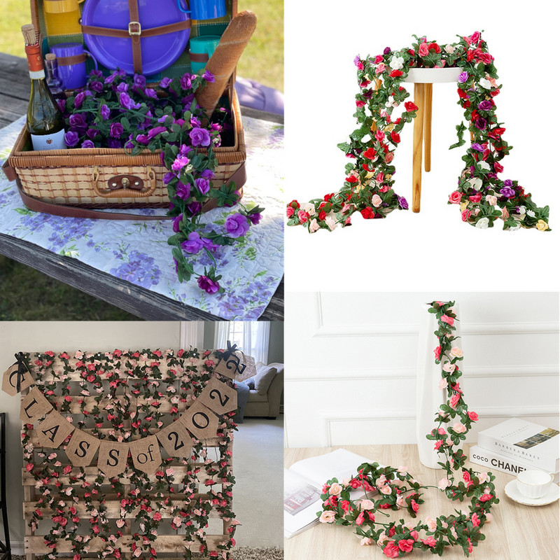 2,5 millió rózsa művirág esküvői koszorú fehér otthoni szoba dekoráció tavaszi ősz kerti ív dekoráció barkács hamis virágok szőlő