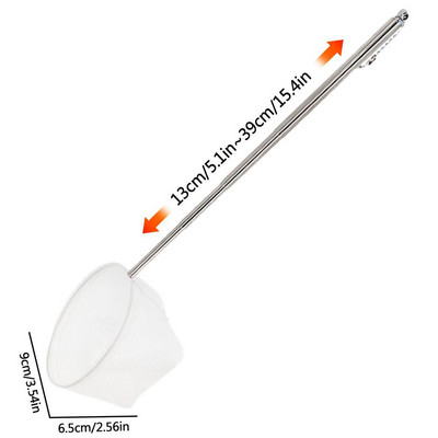 Zivju tīkla tvertne ar regulējamu 5–15 collu garu rokturi Mazs akvārija tīkls Zelta zivtiņas tīkla dīķa tīkla garneles mazam dīķim un baseinam