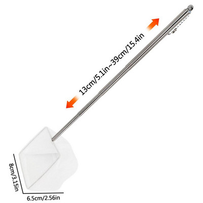 Zivju tīkla tvertne ar regulējamu 5–15 collu garu rokturi Mazs akvārija tīkls Zelta zivtiņas tīkla dīķa tīkla garneles mazam dīķim un baseinam