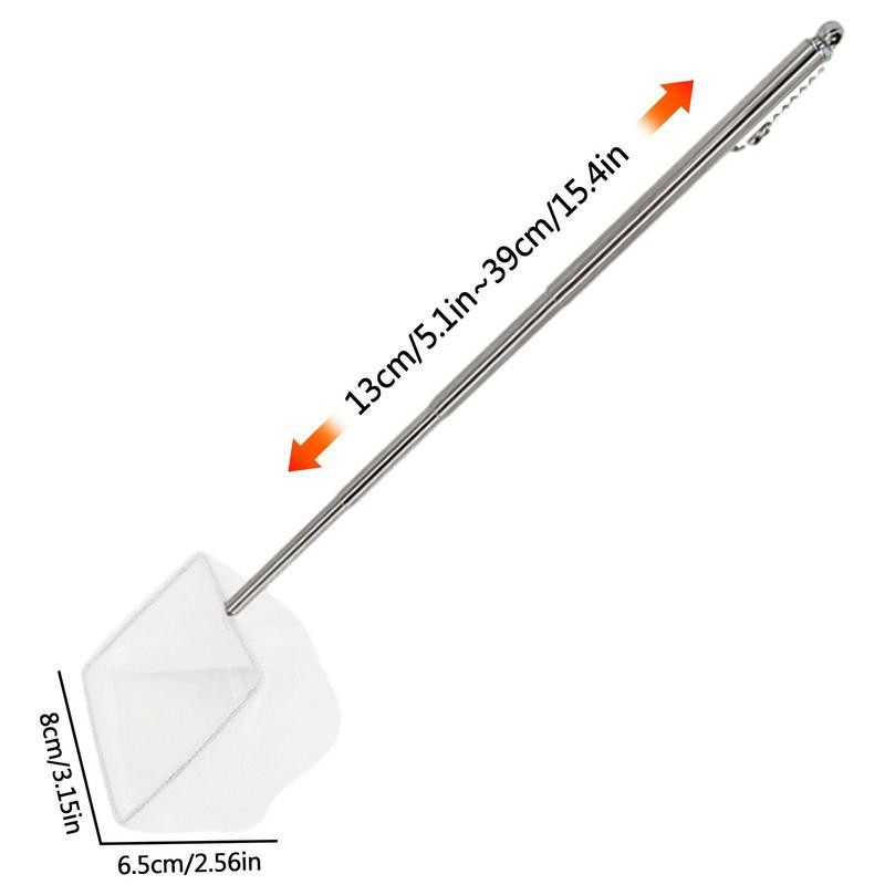 Zivju tīkla tvertne ar regulējamu 5–15 collu garu rokturi Mazs akvārija tīkls Zelta zivtiņas tīkla dīķa tīkla garneles mazam dīķim un baseinam