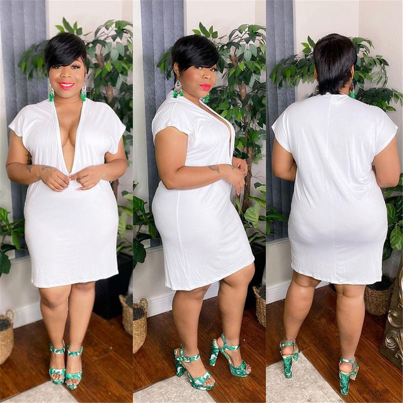 Ühevärvilised suures suuruses kleidid naistele 5xl sügava V kaelusega minikleit Seksikas klubirõivaste moe hulgimüük Dropshipping