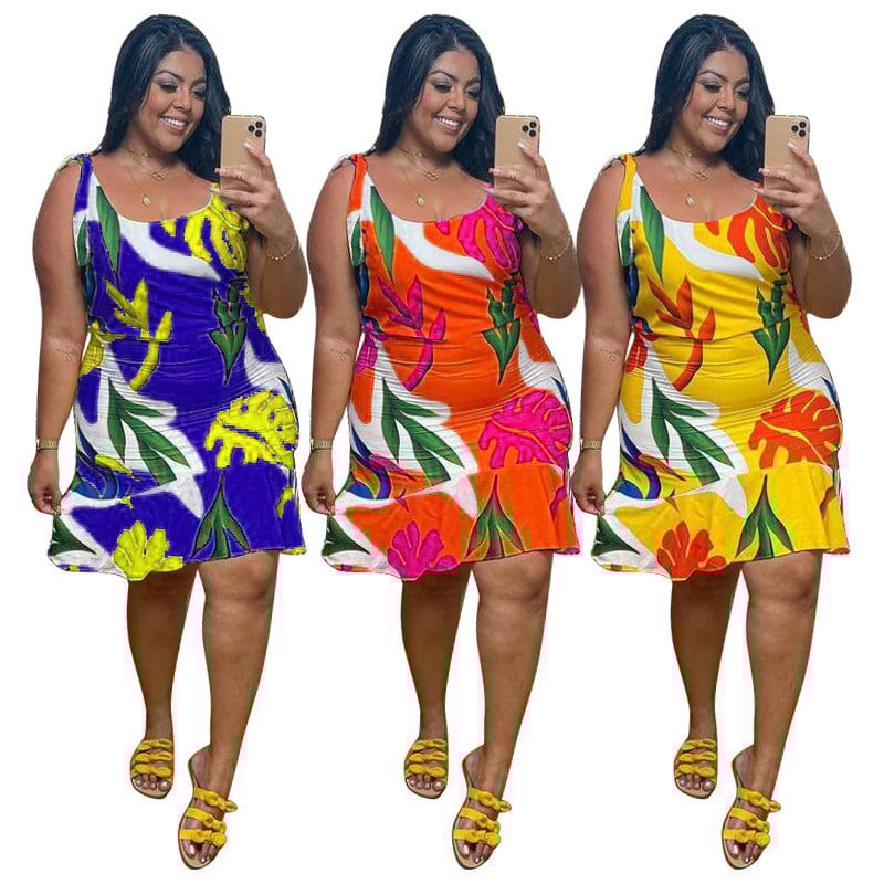 Bohemia vasaras kleita 4xl sieviešu apģērbu apdruka Modes apaļa apkakle bez piedurknēm ikdienas vasaras kleitas vairumtirdzniecība dropshipping