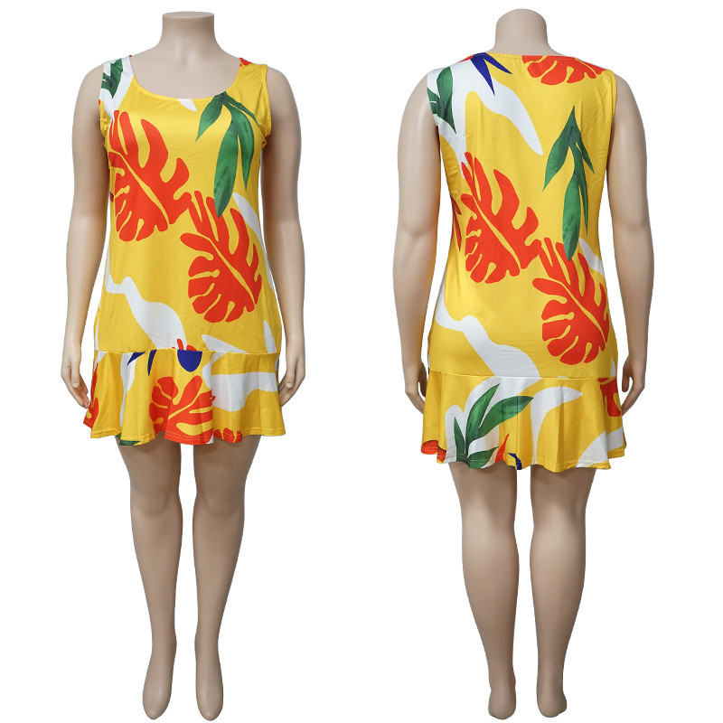 Bohemia vasaras kleita 4xl sieviešu apģērbu apdruka Modes apaļa apkakle bez piedurknēm ikdienas vasaras kleitas vairumtirdzniecība dropshipping