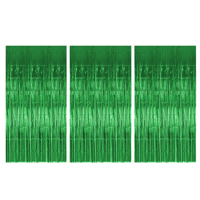 3db Party dekoráció Fólia Rojtos Függöny Streamers Esküvői Háttér Ajtó Születésnapi PET Műanyag Arany Talmi 1x2m Photo Booth