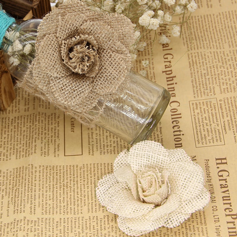 2/3/5 vnt 9 cm rankų darbo džiuto Heseno maišas rožių gėlės Vintažinės kaimiškos vestuvių dekoracijos džiuto kalėdiniai papuošimai namams