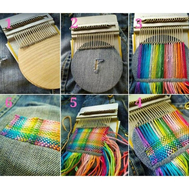 Barkácsolás ruházati varrógép farmer ruhafonó foltozó gép mini szövőszék Mender kézzel készített szövés kötés textil készlet eszközök