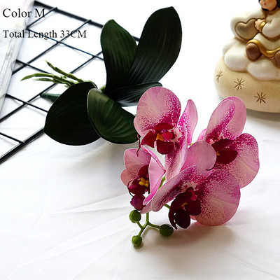 Luxus Latex orchidea levelekkel Művirág fehér Pillangó Orchidea hamis virág otthoni esküvői dekorációhoz